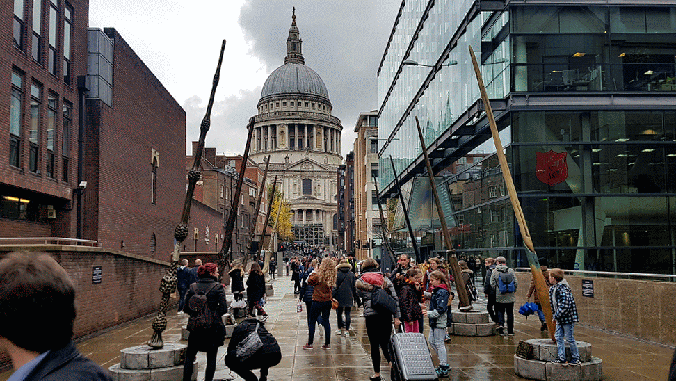 The wands that formed the approach to St Paul's Catheral in November 2018.